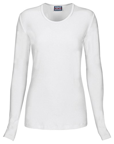 Cherokee Women's Classic Long Sleeve Knit Tee_White_X-Small
