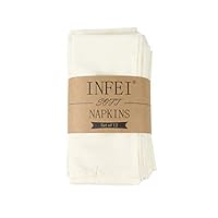 INFEI Soft Solid Color Linen Cotton Dinner Cloth Napkins - Set of 12 (40 x 40 cm) - for Events & Home Use (Cream)