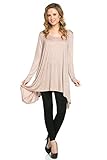 Frumos Womens Long Sleeve Handkerchief Hem Tunic Top T Shirts