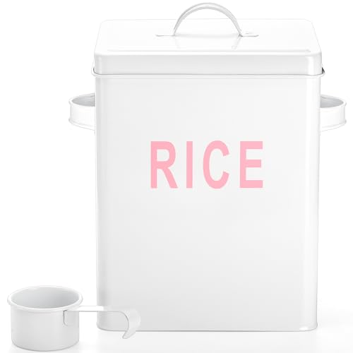 Youeon 10 Lbs Metal Rice Storage Container, Square