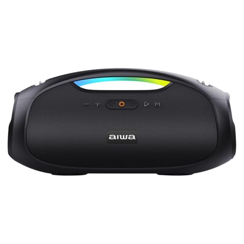 Aiwa Bocina Portátil AWS244BT Boombox con conectividad Bluetooth y diseño Compacto Waterproof en Color Negro, Compatible con 110V y 230V para Uso portátil y Boombox AWS244BT