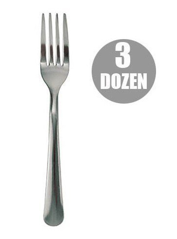 3 Dozen Full Size Chrome Plated Dinner Forks, Simple Windsor Style - //medicalbooks.filipinodoctors.org