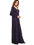 MakeMeChic Women's Casual Loose V Neck Long Sleeve Autumn Maxi Dress