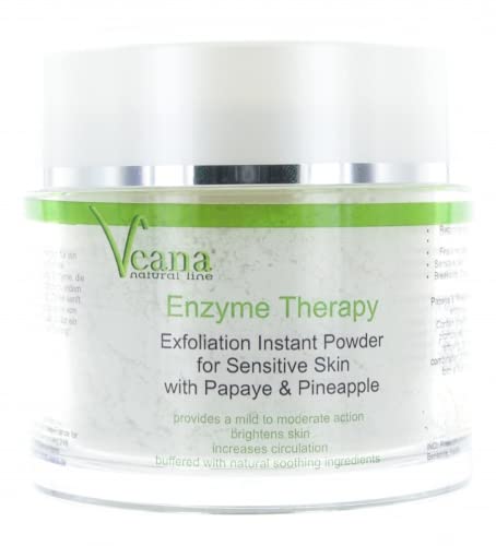 Veana Enzyme Exfoliating Powder (100 g) for Approximately 50 Facial Applications with Papaya and Pineapple, Skin-Clarifying, Deep Pore Skin Cleansing Even for Acne