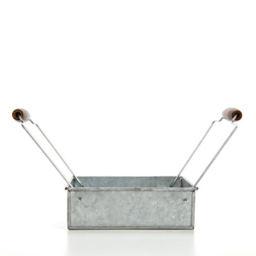 Hosley's Galvanized Napkin Holder, w/Wooden Handles. 7"
