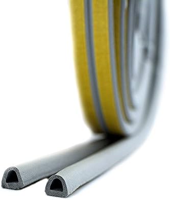 Window draft stopper- Self-adhesive Doors and Windows Draught Excluder Foam Seal Strip Collision Avoidance Rubber Weatherproof Seal (D-type 5m) (Gray)