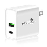 USB C Charger,PD + QC 3.0 USB Wall Charger Fast Adapter,Portable Dual Quick Charge 3.0 USB Fast Charging 18W Type C Power Delivery Block,Compatible with iPhone,Galaxy,Huawei,Pixel,iPad Pro More