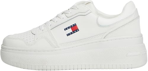 Damen Flatform Sneaker Retro Basket aus Leder, Weiß (Ecru), 42