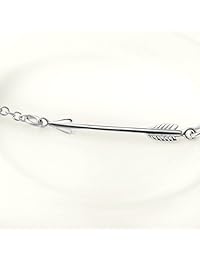 bgty Jewelry   Pendientes de plata de ley 925 Classic Amor Pulido Sideways Flecha Horizontal Womens Collar con Colgante
