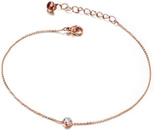 Ostory Jel Titanium Stainless Steel Women's Anklet 18K Rose Gold Diamond Anklet