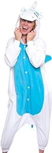 Silver Lilly Adult Pajamas - One Piece Cosplay Animal Costume (Blue Unicorn, XL)
