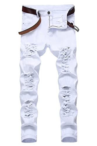 Baylvn Men's Ripped Distressed Destroyed Straight Slim Fit Jeans Skinny Casual Fashion Denim Pants