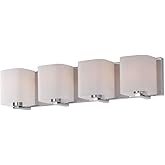 Wrap-Bath Vanity-with Square Glass Shades-5.75 inches high-Polished Chrome Finish-4 Bulb Count