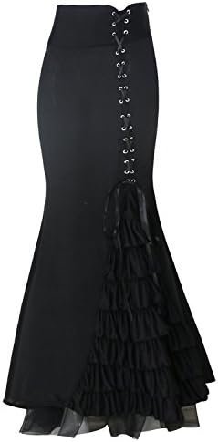 Burvogue Steampunk Skirt,Women Satin Gothic Costume