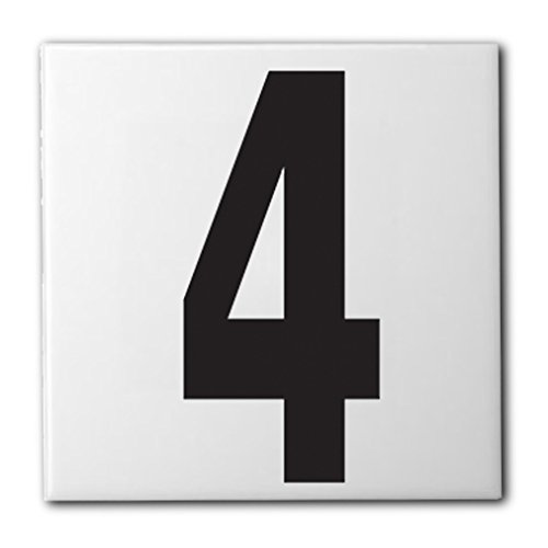 Ceramic Swimming Pool Waterline Depth Marker "4" Smooth Finish, 5 inch Font