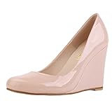 Zbeibei Women's Round Toe Wedges Platform Shoes High heels Dress Pumps