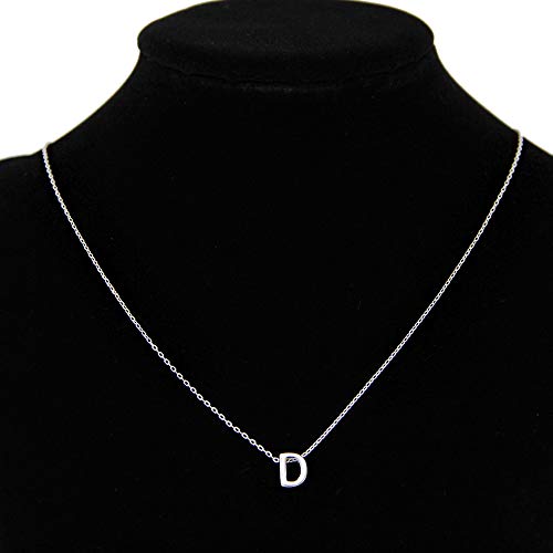 Me Plus Petite Initial Letter Alphabet Pendant Charm Gold Dipped Necklace Gold Silver Rosegold (23 Letters) (D - Silver)