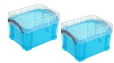 Really Useful 2 Pack Blue 3 Litre Transparent Rectangular Storage Boxes
