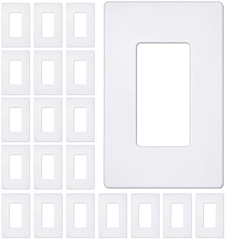 [20 Pack] BESTTEN 1-Gang Mid Dimension Screwless Wall Plate, USWP6 White Sequence, H4.85” x W3.10” x D0.26”, Unbreakable Polycarbonate Outlet Cowl, for Mild Swap, Dimmer, GFCI, USB Receptacle