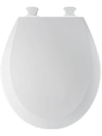 Bemis 500EC000 Molded Wood Round Toilet Seat With Easy Clean and Change Hinge, White