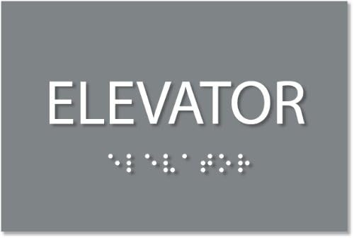 Elevator Sign - ADA Compliant Sign. 6"x4" Sign Made from Durable Plastic with Raised Lettering and Braille. Designed to Meet ADA (Americans with Disabilities Act) regulations. Available in 17 Colors.