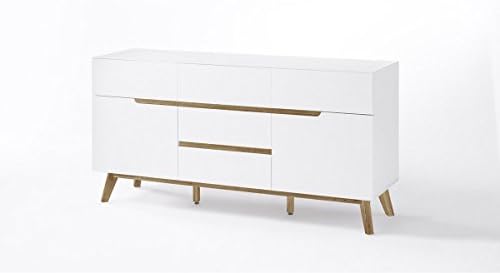 CEERVO 48643WB – sideboard - five drawers and two compartments - white high gloss lacquered matte finish – oak veneer wood – European made