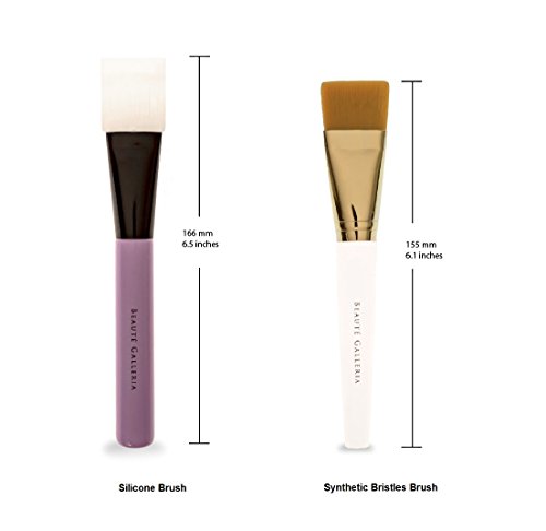 Beaute Galleria Facial Mask Brush Set of 2 - Synthetic Bristles Brush & Silicone Brush - Professional Quality for Applying Facial Mask, Eye Mask or DIY Home Spa