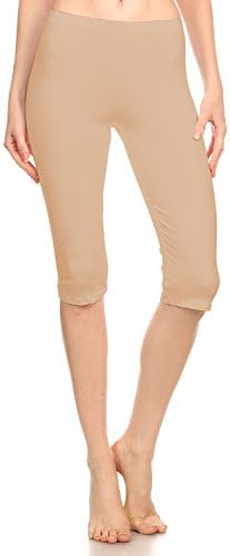 Women Soft Stretch Sports Yoga Skinny Capri Length Cotton-Spandex Leggings Tights (&Plus)