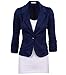 Auliné Collection Women's Casual Work Solid Color Knit Blazer Navy Blue 3X