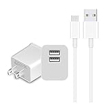 Samsung Galaxy S7 / S7 Edge Home Wall Charger, Nilogie Dual USB Wall Charger with 4 ft Micro USB Charging Cable Cord