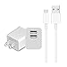 Samsung Galaxy S7 / S7 Edge Home Wall Charger, Nilogie Dual USB Wall Charger with 4 ft Micro USB Charging Cable Cord