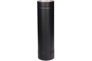 Single Wall Stove Pipe 6 Inch x 48 Inch Black Chimney Connector for Wood Burning Stoves 0.20 Inch Steel Lock-Seamed Flue Vent