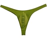 Men's Elastic Thong Spandex T-Back Underwear Green L