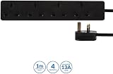 PRO ELEC PELB1407 4-Gang Extension Lead 1m Black view 2