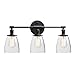 Phansthy 3 Light Industrial Wall Sconce Black Sconces with 5.6 Inches Dome Shape Clear Glass Shade for Bathroom Vanity Mirror, Black