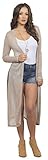 Women's Open Front Long Sleeve Lightweight Side Slit Longline Duster Cardigan