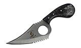 Rogue River Tactical Bone Collector BC-793 Fixed Blade Hunting Skinning Knife with Leather Sheath Real Bone Handle (Black)
