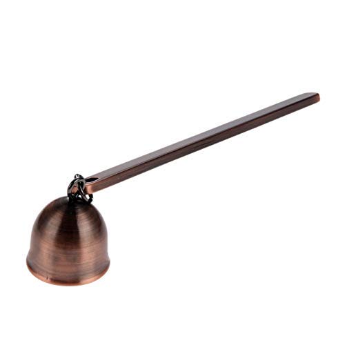 MUXSAM Candle Snuff snuffers Long Handle Bell Shaped Stainless Steel Flamer Long Handle Put Out Fire Wick-Red Bronze