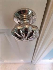 Chattels Stunning Pair of Large Mortice Flower Door Knobs in Shiny Nickel Solid Brass Handles KLN-N, Silver - Image 5