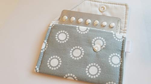 Birth Control Case Sleeve with Snap Closure - White dots on grey