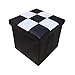 Lhh Faux Leather Folding Square Storage Ottoman Cube for Kids Foot Rest Stool Seat 12inch,Black and White,(2 Pack)