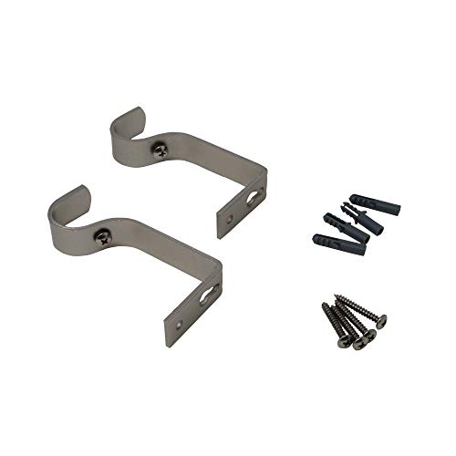 image for GB HOME COLLECTION Curtain Rod Brackets, Satin Nickel, Set of 2, Premi