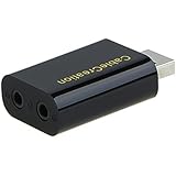 CableCreation USB to Audio Adapter, Lovers External USB to 2 x 3.5mm Stereo Jack Audio Splitter for Windows, Mac, Linux Extra, Plug and Play, Black