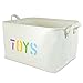 OrganizerLogic Canvas Storage Basket - Large Storage Bin with Handles - Decorative Storage Containers in Beige - 17” x 13” x 10” Woven Fabric Bin (Large)