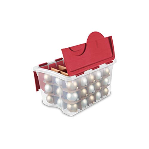 Sterilite 6 Pack 48 Quart Hinged Lid 270 Total Holiday Ornament Storage Boxes