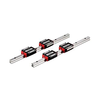 TEN-HIGH Linear Rail CNC Parts 2pcs Linear Rail HSR15 200mm Approx. 7.87inch Linear Guideway Rail+4pcs HSR15CA Square…