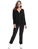 Abollria Women's Long Sleeve Solid Velour Sweatsuit Set Hoodie and Pants Sport Suits Tracksuits
