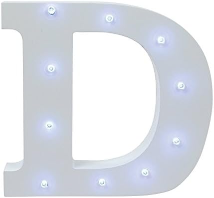 Decorative Light Up Letter, MUEQU Wooden LED Marquee Letter Lights Alphabet Light Up Sign With Battery Operated for Wedding Home Party Bar Decoration, Alphabet (D)