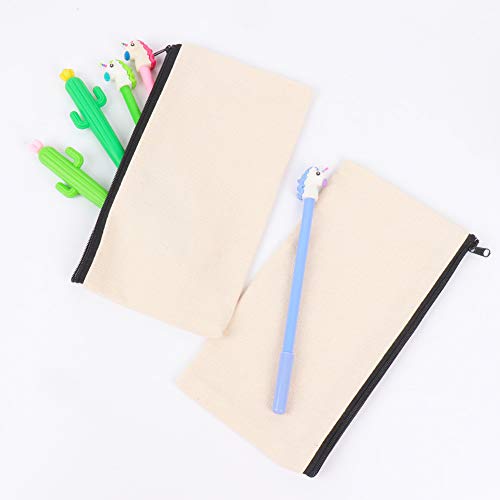 SUBANG 16 Pieces Blank DIY Craft Bags,Canvas Zipper Bag,Bill Bag,Makeup Bag,Pencil Case,Coin Cash Purse,8.27 x 4 Inches - Thumbnail 3