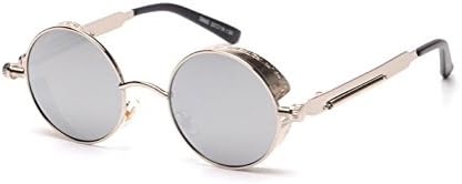 GAMT Retro Gothic STEAMPUNK Round Sunglasses Metal Frame Mirrored Circle Lens